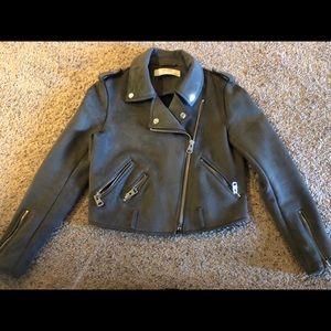 Zara Basic Suede Zip up Moto Jacket